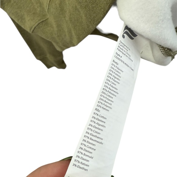 Fabletics Cozy Fleece Olive Crew Neck Sweater - Picture 4 of 6